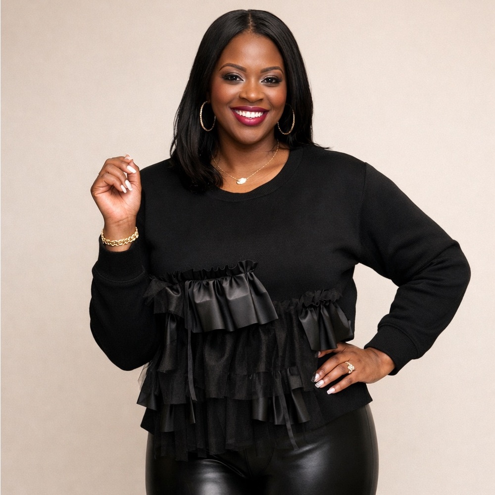 Elegant Black Ruffle Top